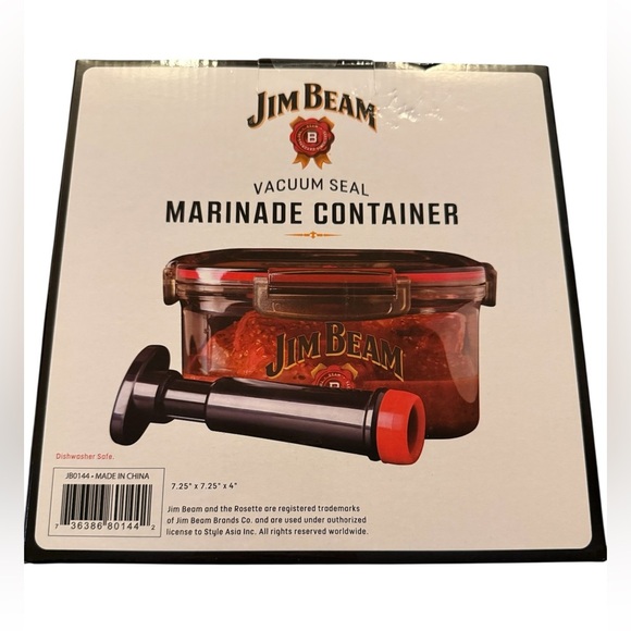 Jim Beam Black and‎ Red Vacuum Seal Marinade Container - Picture 4 of 5